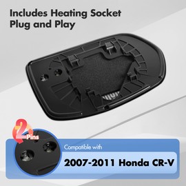 SNEMEEY Left Driver Side Mirror Replacement for Honda CRV Side Mirror, 2007 2008 2009 2010 2011 - Heated Chrome Rear View Mirror Glass with Backing Plate and Cushion, Truck Mirrors