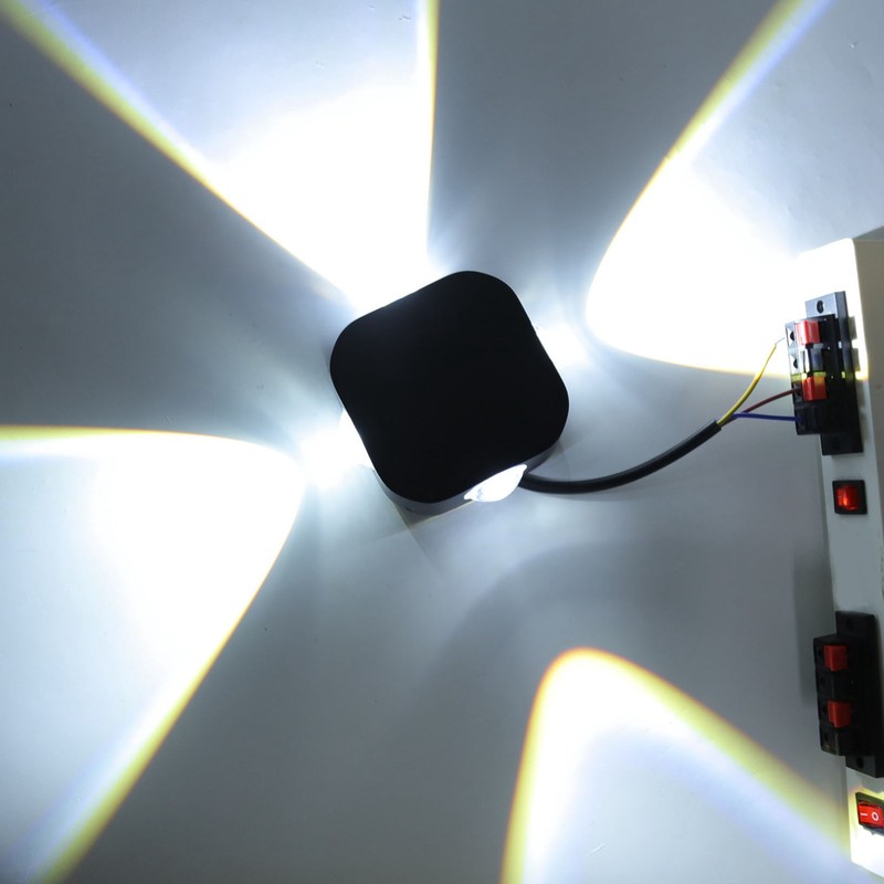 4 Sided Luminous Wall Lamp Double Head Waterproof LED White