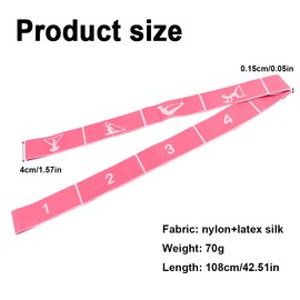 XPEX 1 x Resistance Band, Yoga Stretching Band, Fitness Bands, Yoga Stretch Strap with 9 Loops, Highly Elastic Gymnastics Band, Sports Band, Yoga Strap, Yoga Bands Stretching (108 cm)