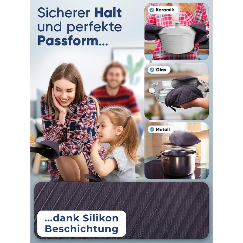 WOHNHELD® Oven Gloves & Pot Holder Set I 2 Pieces