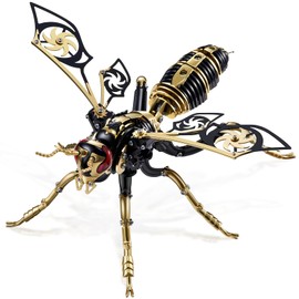 3D Metal Puzzles for Adults,3D Metal Puzzle,Metal Model Kits for Adults Wasp Mechanical,Steel 3D Puzzle Stainless Steel Ornaments for Adults DIY Gifts for Men Women Art Craft Gifts Toys(Blank Gold).