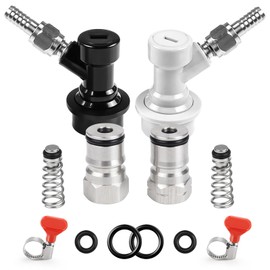 Dbgogo Ball Lock Keg Post Quick Disconnect Set, Corny Keg Connectors, 1 Pair Homebrew Stainless Corny Keg Post 19/32-18 Female Thread Keg Gas Liquid Post and 1 Pair Keg Post Fittings with Hose Clamps