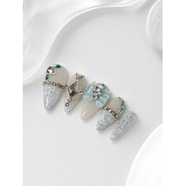 Summer Nail Aqua Tweed  - M-Almond / 여름네일 아쿠아 트위드  - M-아몬드