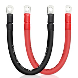 ZONBANG 4 AWG Battery Cable with 5/16 inch Terminals, Copper Battery Inverter Cables for Car RV Automotive Solar, 1FT(2 Pack)