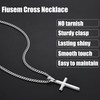 Fiusem Silver Tone Cross Necklace for Men, Beveled Edge Trapezoid