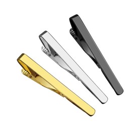 2/3Pcs Fashion Men's Metal Simple Necktie Tie Bar Clasp Clip Clamp Pin Business Suit accessories (Silver+Golden+Black)