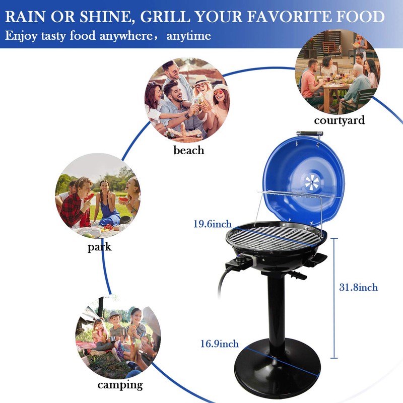 Techwood 1600W Indoor Outdoor Electric Grill, Electric BBQ Grill, Portable