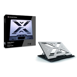 Conceptronic Thana 03G ERGO S Notebook Cooling Pad Kühlunterlage, bis 15,6 Zoll, ergonomisch Höhe 7-stufig anpassbar, Grau