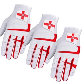 Cabretta Leather Golf Gloves - All Weather - Soft Grip - Breathable & Comfortable - Right & Left Handed England - Pack of 3