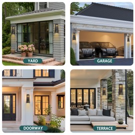 Dusk to Dawn Outdoor Lights – LED Up Down Wall Sconce with Sensor, Sand Black & Gold Finish, Waterproof Modern Exterior Light for Porch, Patio, Garage, Entryway, 3000K Warm White|Single Pack