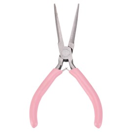 HARFINGTON Needle Nose Pliers 5" Mini Jewelry Pliers with Non-slip PVC Handle for Beading Jewelry Making Wire Wrapping DIY Craft Hobby, Pink