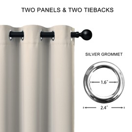 JSFLY 100% Blackout Curtains 165 inches for High Ceiling, Extra Long Thermal Insulated Grommet Window Drapes Light Blocking Curtains for 2 Story High Living Room, 2 Panels (52x165, Beige)