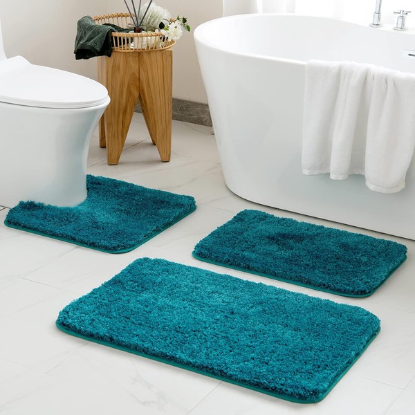 MIULEE Bathroom Rugs Sets 3 Piece Including U Shaped Toilet