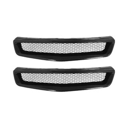 Cyllde 2 Set of - Hood Grille Honeycomb Mesh Style Front Bumper Black Heavy Duty ABS Plastic Aluminum for Honda for Civic Value Package 1999,Fit Testing