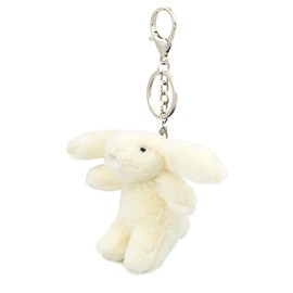 Miokkley Cute Bunny Plush Keychain for Backpack, 3.5" Inch Mini Rabbit Keychain Purse Charm Pendant Gift for Women (Beige)