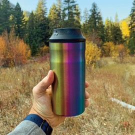 CanKeeper 3-In-1 - FITS 12oz, 16oz and Slim Cans - Keep Your Can Cold For Hours - Double Walled and Vacuum Insulated Can Cooler - Lid Keeps Cold In, Dirt Out (Neo Chrome)
