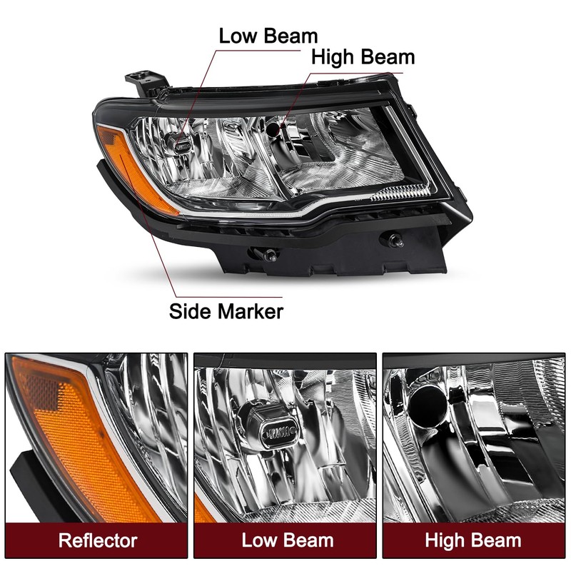 JSBOYAT Halogen Headlight Assembly Replacement for 2017 2018 2019 2020