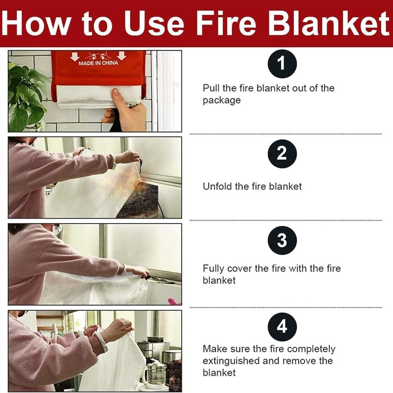 LARGE Fire Blanket for Emergency Fire Safety in the Kitchen,