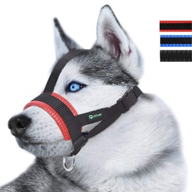 Lepark Head Strap Dog Muzzle Prevent from Taking Off by Paws for Small,Medium and Large Dogs(XL/Red)