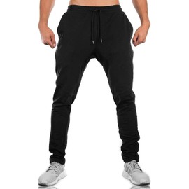 SHANLIANG Men's Training Pants, Gym Jogger Pants, Fitness, Slim, Sweatpants, Muscle Training, Breathable, Stretchy, Training Wear, 02-black