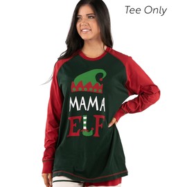 Lazy One Matching Family Christmas Pajamas, Elf Matching Christmas PJs for Family, Adult Tees & Pants Separates (Mama Elf Tee, L)