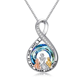 TOUPOP Gifts for Mom Mother and Daughter Son Necklace Sterling Silver Family Infinity Pendant I Love You to the Moon and Back Jewelry Mothers Day Gifts for Women