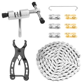 Bicycle Chain, Bicycle Chain with 1/2 x 3/32 Inch 116 Links, Chain Breaker, Bicycle Chain Pliers and 6 Pairs Chain Lock, for 6 7 8 Speed Chain Road Bike Mountain Bike