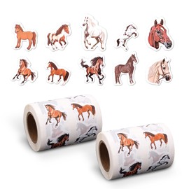 1000pcs Horse Stickers Roll, 10 Styles Horse Riding Stickers Horse Decal Stickers Horse Aesthetic Animal Stickers Horse Party Favors Stickers Pack for Kids, Water Bottles, Scrapbooking, Crafts