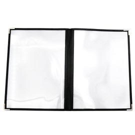 Zreneyfex 2PCS Menu Holders for Hotel Home Restaurant Cafe Bar, Loose-Leaf Menu Covers Transparent PVC with 2 Page 4 View 6 Page 12 View