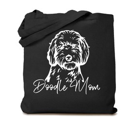 Canvas Tote Bags for Women Golden Doodle Mom Shoulder Bag for Work Reusable Shopping Bags Dog Lover Gift, Black, 15.8 x 13.5 inches