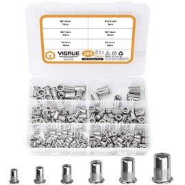 VIGRUE Stainless Steel Rivet Nut Tool Flat Head Thread Rivet Nutsert Cap Assortment Kit M3 M4 M5 M6 M8 M10 Types Nuts