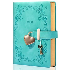 Diary with Lock and Key PU Leather Kids Journal with Lock Personal Organizer Combination Travel Secret Notebook for Women, 5.3x7 in, Teal