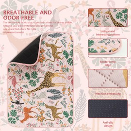 IEUUMLER Washable Pee Pads for Dogs, 2 Pack Forest Pattern Reusable Waterproof Puppy Pads, Non-Slip Super Absorbent Dog Training Pad for Playpen Crate Bed EU013 Pink Jungle, 36x24