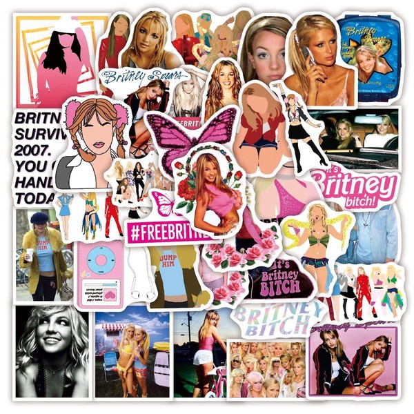 Britney Spears Anime Stickers, Cartoon Stickers for Water Bottle, Laptop, Travel Bag, Car, Skateboard, Motorcycle, Vinyl, Waterproof Sticker Pack for Teens, Kids, Adults,
