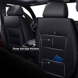 Seat Covers Fit for Toyota Tacoma: 2016-2023 Full Set Fit for Toyota Tacoma Truck Double Crew Cab Semi-Custom Car Seat Covers Faux Leather Automotive Seat Cushion Protectors(5 Seats, Red Line)