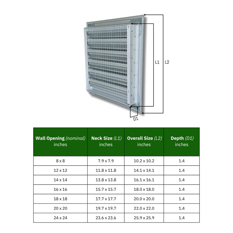 Byson 12" x 12" Aluminum Gable Vent - Anodized Aluminum