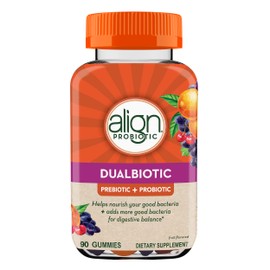 Align DualBiotic, Prebiotic + Probiotic for Women and Men, Help Nourish and Add Good Bacteria for Digestive Support, Natural Fruit Flavors, 90 Gummies