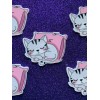 5pc. Cat Nap, Kitty Planar Resin Flatback, Cabochon, Bow Center,