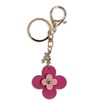 byDream Clover Flower Charm Key Chain Genuine Leather Bling Rhinestone