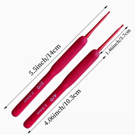 YUYUDEHM 9PCS Red Crochet Hooks Ergonomic Soft Grip Crochet Hook Set, 2.0-6.0mm Crochet Kit