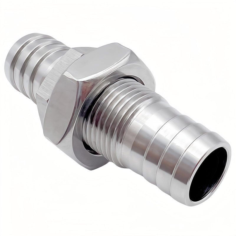 Lophtnix 2PCS 304 Stainless Steel Hose Barb Fitting Thru-Bulk Bulkhead