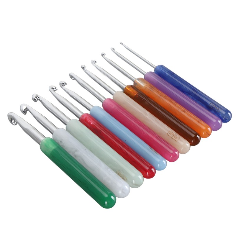 11PCS Set Knitting Crochet Hook Ergonomic Aluminum Crochet Hooks Set