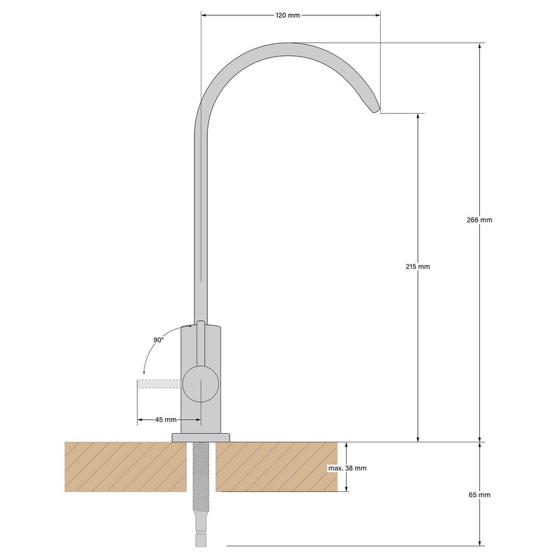 One-Way Tap Stainless Steel Solid for Reverse Osmosis and Water