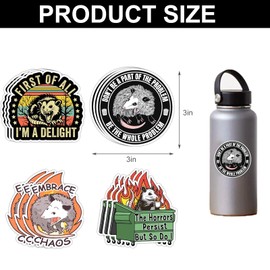 12-Pack Possum Stickers - Don't Be A Part of The Problem Be The Whole Problem - Funny Opossum Decals for Phone, Laptop, Water Bottle, and Gift Decor - Waterproof, Weather-Resistant, 3x3