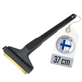 Ice Scraper Brass Car Long – Windscreen Scraper Car 37 cm – Fast, Effortless & Gentle – Premium HIPS – Murska with Brass Blade & Rubber Lip – Efficient Safe Snow Scraper – Finland Black