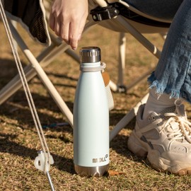 Mollcity Insulated Water Bottle-17 oz Stainless Steel Double Walled Vacuum Water Bottles for School Cola Shape Leak Proof Sports Water Bottle BPA Free(Baby Blue)