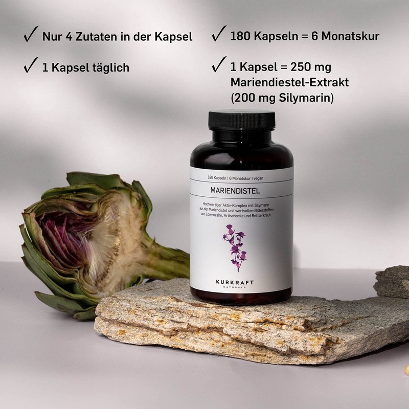 Kurkraft Milk Thistle, Artichoke, Dandelion, Desmodium, TÜV Laboratory Tested, 120