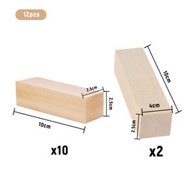 Vxcbad 12 pieces carving wood squares and blocks, lime wood for carving, combination of different sizes for craftsmanship and DIY projects