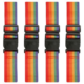 Luckious 4 PCS Universal Luggage Strap - Adjustable Rainbow Travel Suitcase Strap for Secure Luggage Packing and Travel
