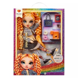 RAINBOW HIGH Sparkle and Shine - Clementine (Orange) - 11" Fashion Doll with Liquid Sparkles on Legs, Shake to See Them Shine, Great for Boys and Girls Ages 4-12